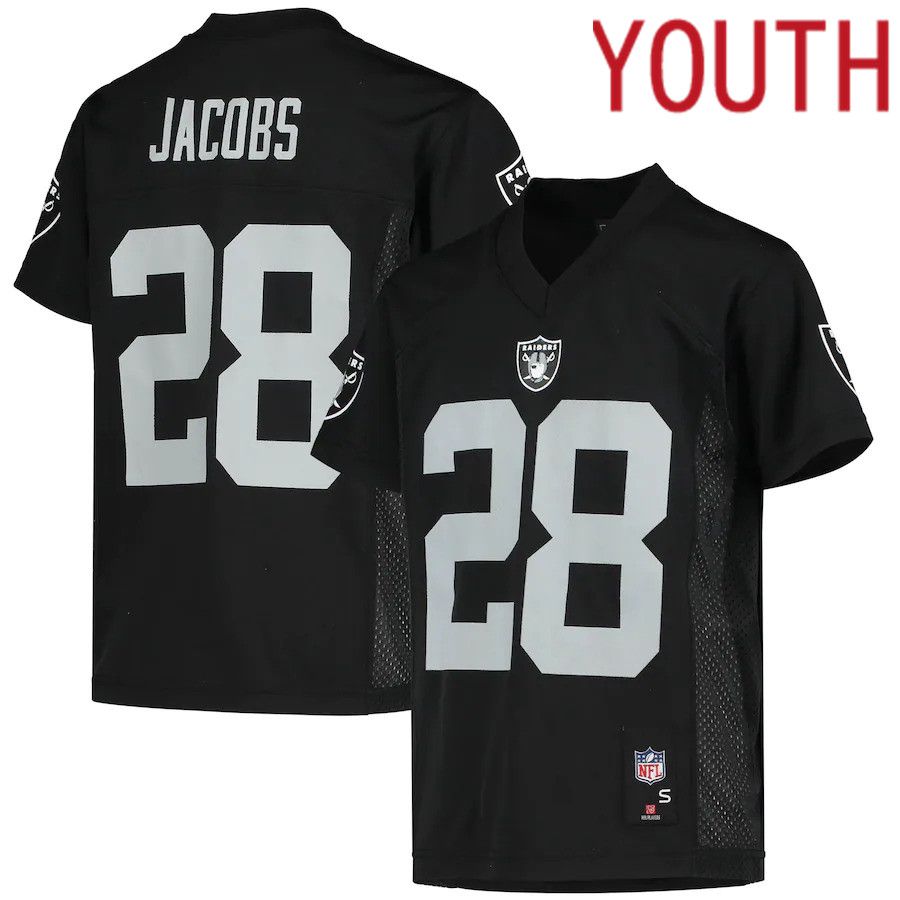 Youth Las Vegas Raiders 28 Josh Jacobs Black Replica Player NFL Jersey